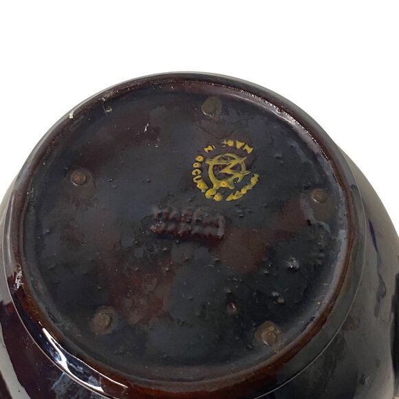 Vintage 1940's Glossy Brown Ceramic Teapot Moriage Painted Flower Made in Japan - Picture 8 of 10